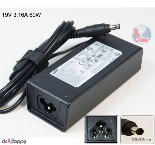 60W AC Adapter Charger for Samsung 19V 3.16A AD-6019B 5.5mm Series 5.5mm*3.0mm