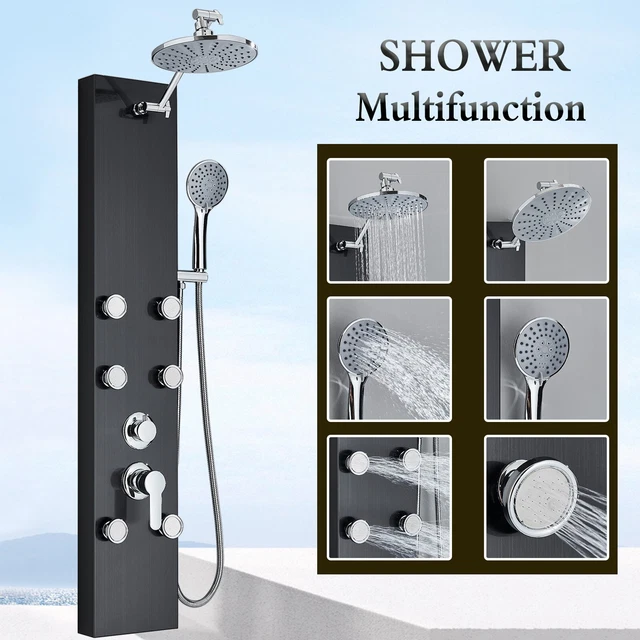Rubinetto doccia acciaio inox pannello doccia nero colonna doccia a pioggia set doccia