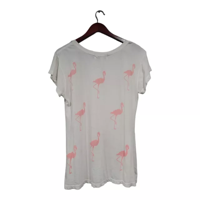 Wildfox Women's Ivory Pink Crew-Neck Short-Sleeved T-shirt Flamingos Size S 2