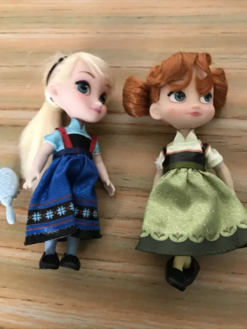 Disney Store Frozen Elsa Anna  Animator Collection Toddler Mini Dolls 5”