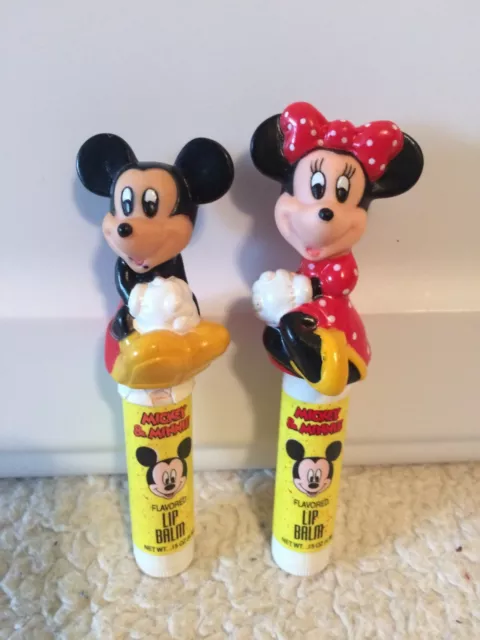 Vintage 1993 Mickey Mouse & Minnie Mouse Flavored Lip Balm 0.15 Oz. RARE - NEW