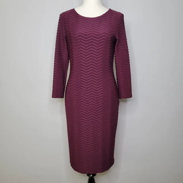 Calvin Klein Burgundy / Wine Long Sleeve Knee Length Dress, NEW, Size 4