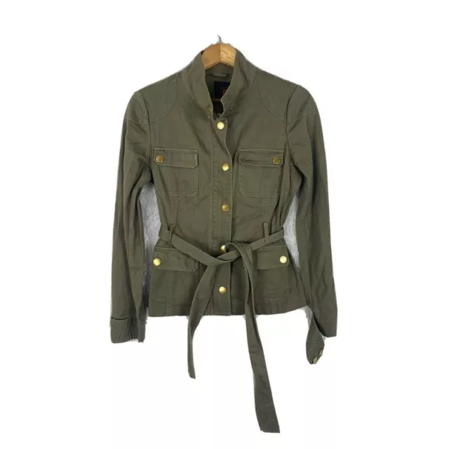 G By Guess Womens L Army Green Snap Front Jacket Long Sleeve Cargo