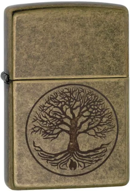 Accendino Antivento Zippo 29149 Tree Of Life Uomo Metal Oro