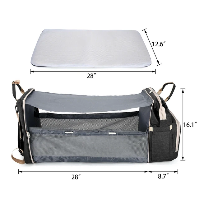 Foldable Diaper Bag 3 in 1 Baby Bed Portable Bassinet Crib Backpack Travel Sleep 2