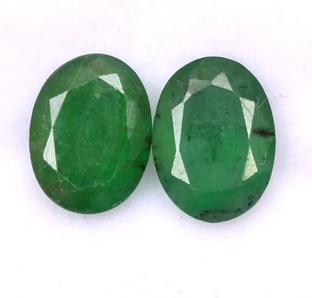 8x6 mm Certified Natural Emerald Oval Cut Pair 2.35 CTS Faceted Loose Gemstones