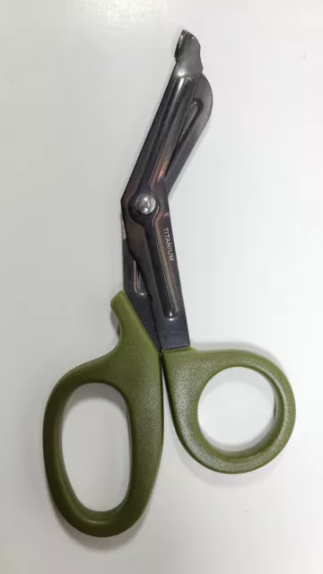 Military Style Heavy Duty Titanium Coated Tactical EMT Shears/Scissors, Olive