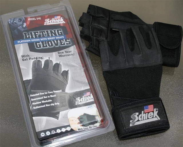 Schiek 540 Platinum Workout Lifting Gloves Wrist Wraps medium Strength Training