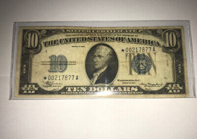 1934A Silver Certificate Blue Seal Ten Dollar Star Note