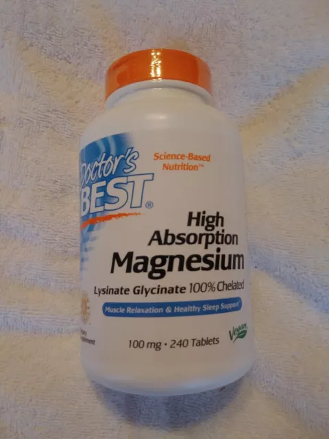 Doctor's Best High Absorption Magnesium 100% Chelated 100 mg 240 Tabs Exp 9/25