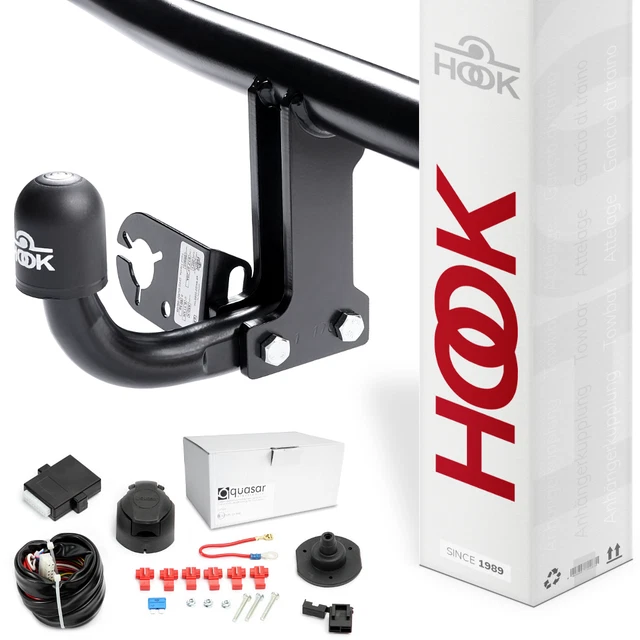 STEINHOF Gancio di traino fisso compatibile con Volkswagen VW Transporter T5 Cassone 10.2009-05.2015 (senza preparazione) + kit elettrico 13-poli specifico