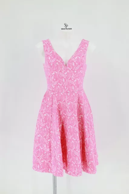 Anthropologie Maeve Women Size 2 Pink Jacquard Claribel Dress Fit & Flare