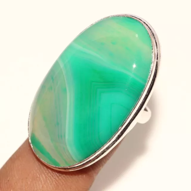 Botswana Agate 925 Silver Plated Gemstone Handmade Ring US 7.5 Gift Jewelry GW