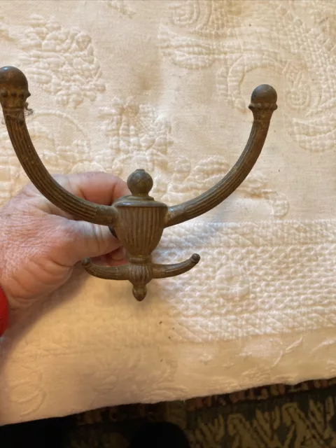 Antique ~ Salvage ~ Cast Iron Double Hat/Coat Hook ~ 2 part 5 1/2" wide    #2453