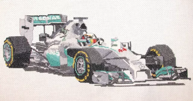 Lewis Hamilton Mercedes 2014 Formula one counted cross stitch kit/chart 14s aida