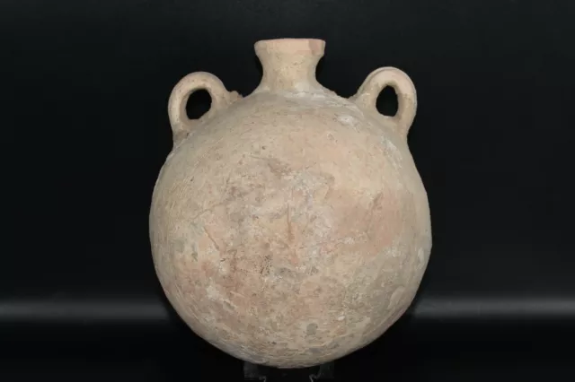 Large Ancient Roman Fine Pottery Canteen with 2 Strap Handles 1st-3rd Century CE 2