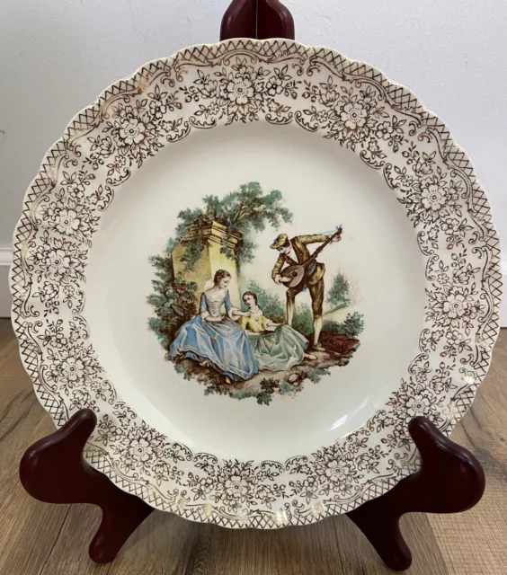 The Sebring Pottery Co Chantilly 22K Gold 10 Inch Dinner Plate 1940s Victorian