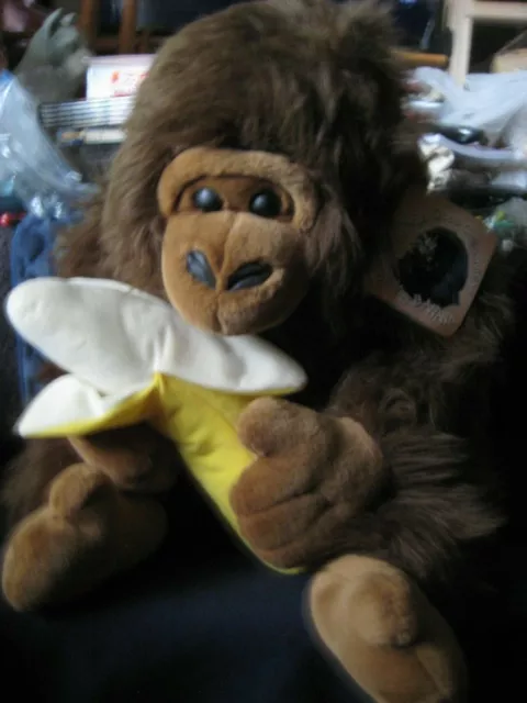 LARGE BROWN PLUSH GORILLA with BANANA BEN E. BANANA GORILLA