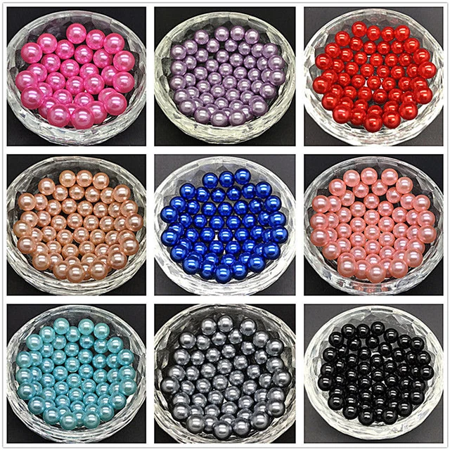 100pcs DIY 4mm 6mm 8mm No Hole Round Pearl Loose Acrylic Beads Jewelry Makin-wf