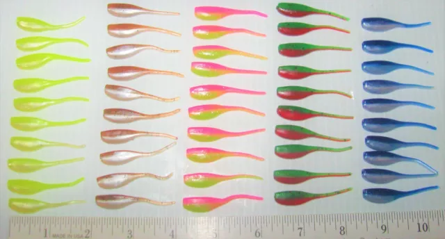 50 Bobby Garland Style  Baby Shad 2" Assortment of Colors Crappie Bait   set # 1