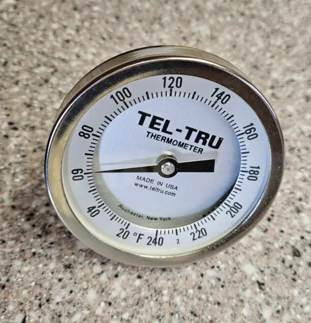 Tel-Tru Industrial Bi-Metal Thermometer GT300, 1/2 NPT, 2.5" stem, 20-240F