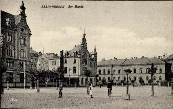 Ak Saarbrücken im Saarland, Markt - 4186748