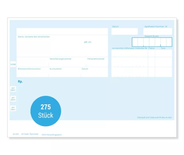 Frank Paperman | Privatrezepte blau für Ärzte u. Heilpraktiker | 275 Blatt | A6