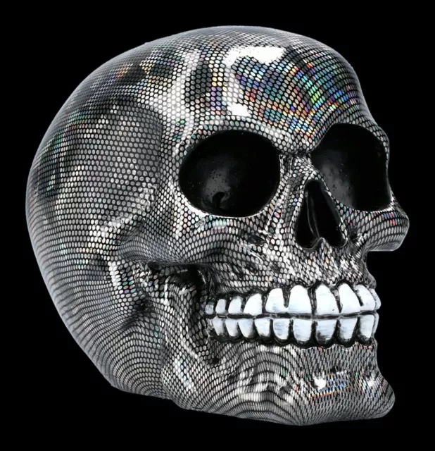 Tête de Mort Figurine - Holographisches Motif Gris Argent Déco Crâne