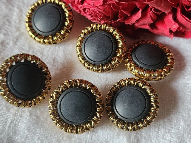 Lot De 6 Boutons Vintage En Métal – Coeur Violet Dentelle, Diamètre 1,7 Cm, Occasion