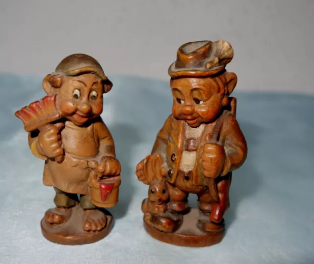 Anri Italien Holzschnitzerei Vintage Little Folk Zwerge Gnome Wood Carving