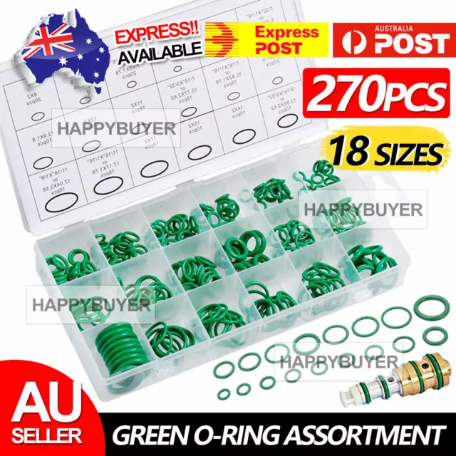 270pc HNBR Green O Ring Assortment Imperial & Metric Rubber Washer Seal Kit