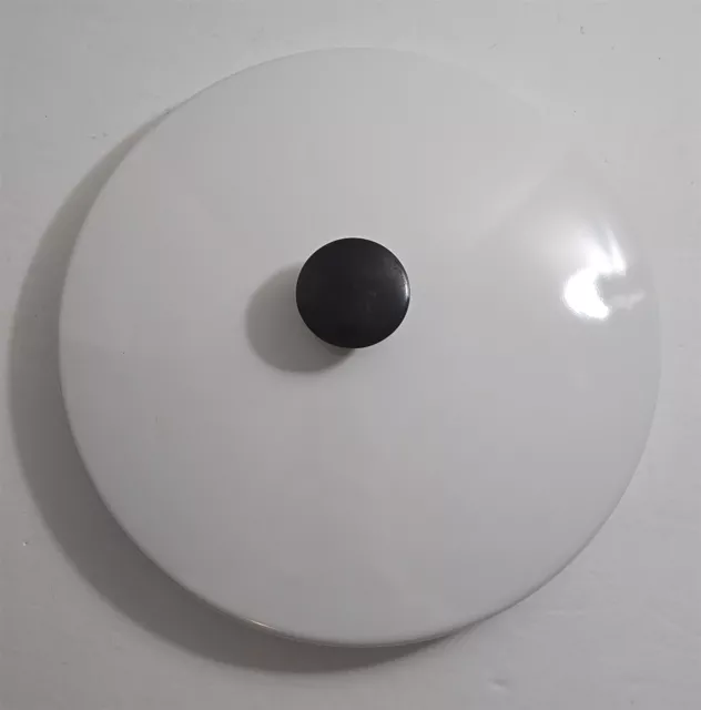 Vtg White Enamel Black Knob Primitive 10 1/4" Round Pot Pan Replacement Lid #10