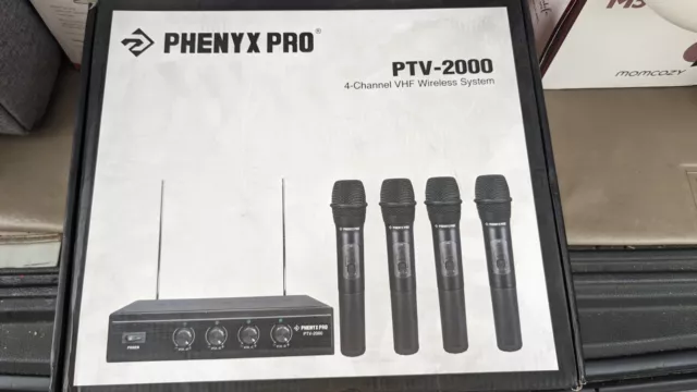 PHENYX PRO PVT-2000 Wireless Microphone System, 4 Channel VHF Wireless Mics