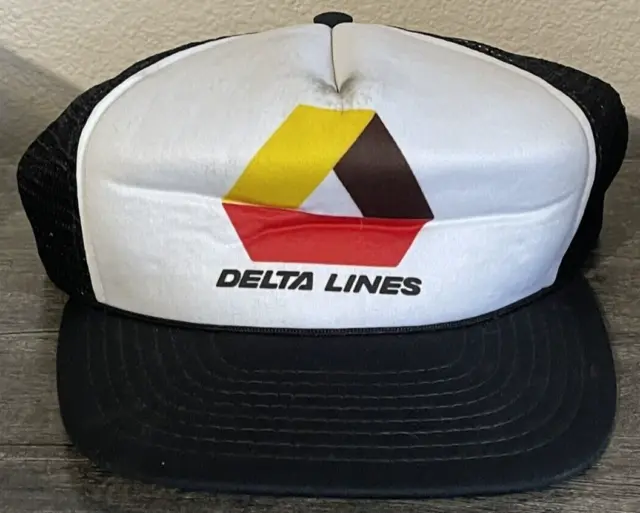 Vintage Delta Air Lines Hat Cap Trucker Logo Snapback Mesh Back Made In USA RARE