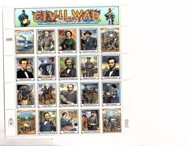 US stamp 2975 MNH M/S 1995 Civil War Slavery Confederate Traitors  (bb10