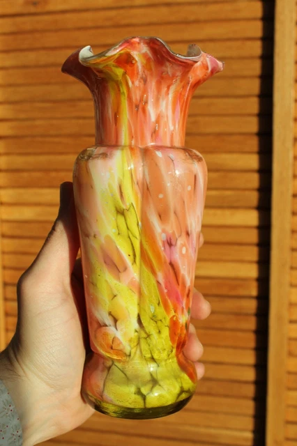 Beau Vase Carafe Soliflore Ancien Pate de Verre Clichy 1900