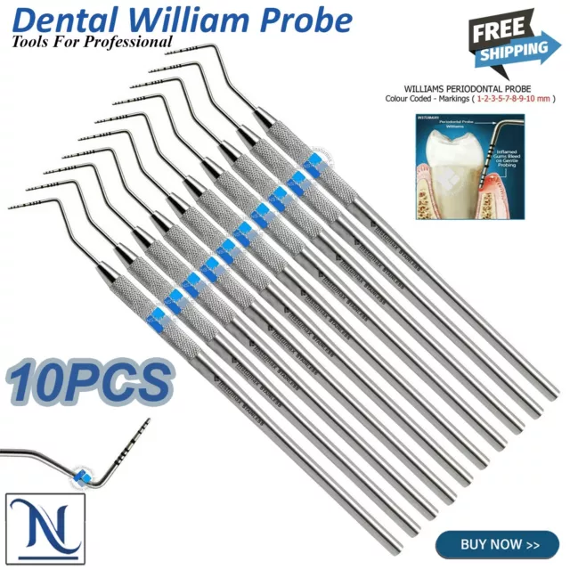 Perio Probe William Probes Color Coded Dental Periodontal Set Of 10 Instruments