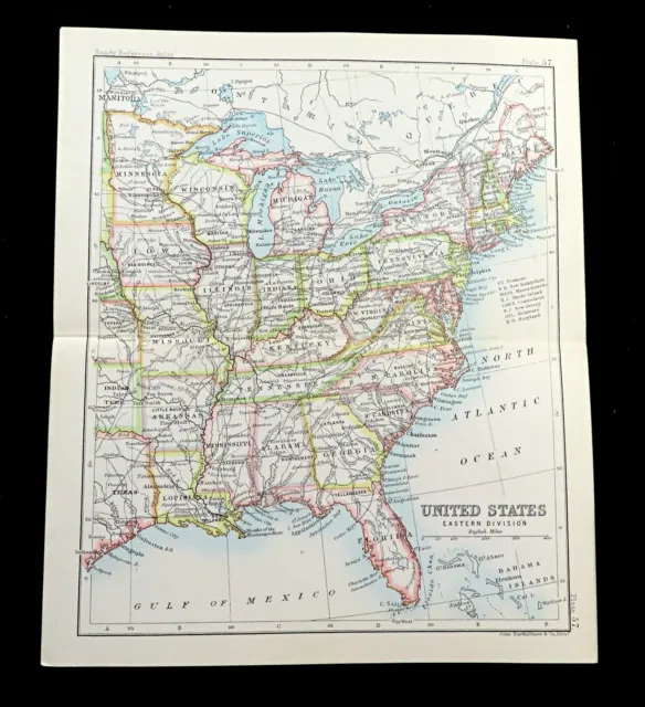 Map Of Die Vereinigte Staaten Von America New York Carolina Kentucky Antik 1890