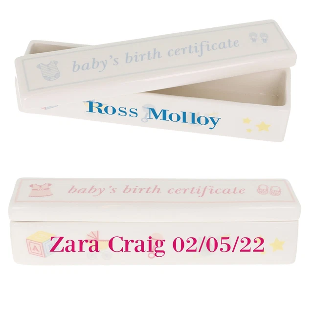PERSONALISED BABY'S BIRTH Certificate Holder Keepsake Box Baby