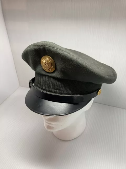 Vintage US Army Class A Service Cap Cover Size 7 1/8 Hat Vietnam Era Dress Visor