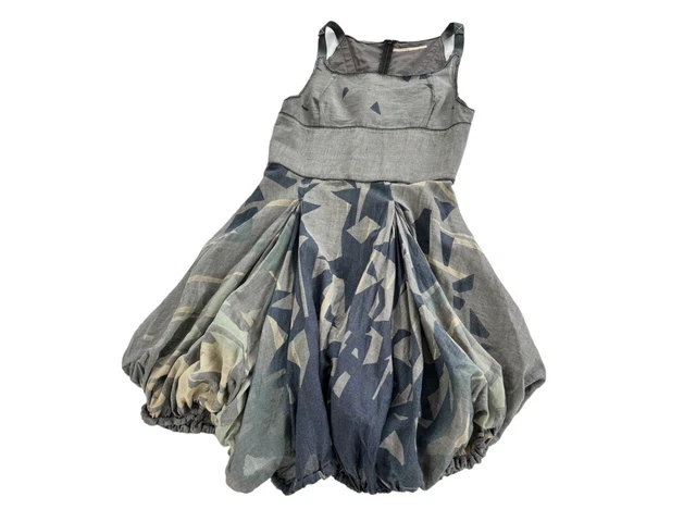 Robe à Bretelles Bleu Marine Imprimé Floral Marithé Et François Girbaud - Taille S, Style Bouffant - Occasion Très Bon état