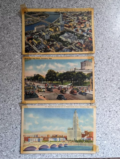 Lot of 3 Columbus, OHIO  Vintage Post Cards
