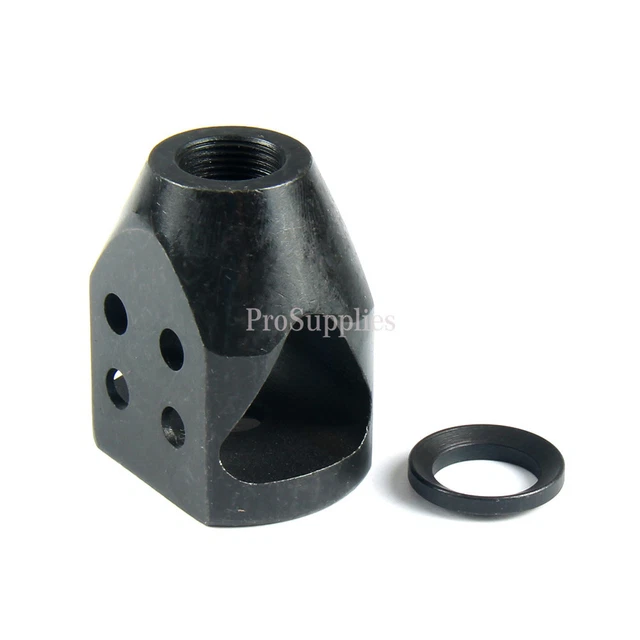 US-Made Steel Muzzle Brake – 1/2x28 Thread, Compact, Low Concussion For .223/5.56/.22 Rifles