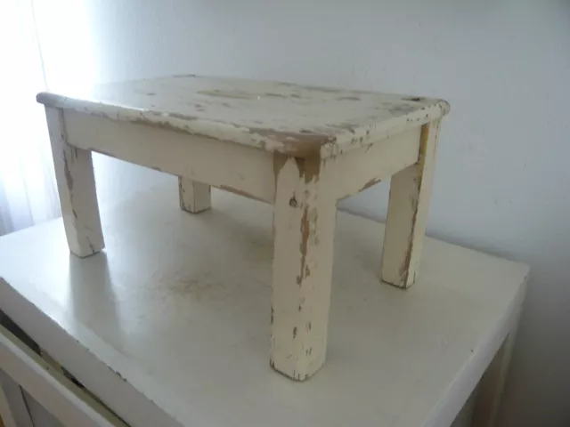 Alter kleiner Schemel Shabby !!!! Chic Vintage Holz Brocante Landhaus Hocker 2