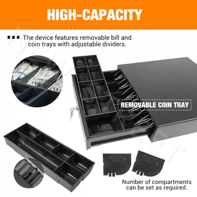 STANDARD 5 Bills 8 Coins Electronic Manual Cash Drawer Drawer Tray POS Till Box 2