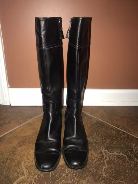 Land's End 175251 Tall Leather Riding Boots Black Women's Sz 7.5 -Nice!!!