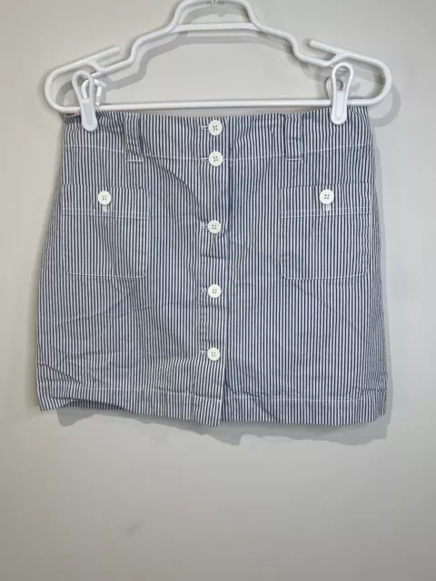 Vineyard Vines Preppy Seersucker Striped Mini Skirt with Buttons Womens Size 4