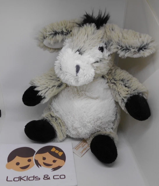 DOUDOU PELUCHE RODADOU Roda ANE PANTIN BLANC NOIR & GRIS CHINE 20 cm -D523