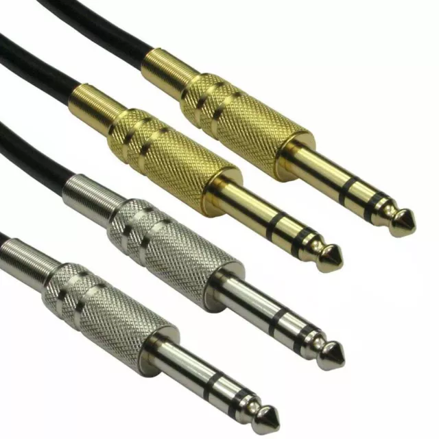 METAL 6.35mm Balanced/STEREO 1/4" TRS BIG Jack Cable Lead 1m/2m/3m/4m/5m/6m/10m