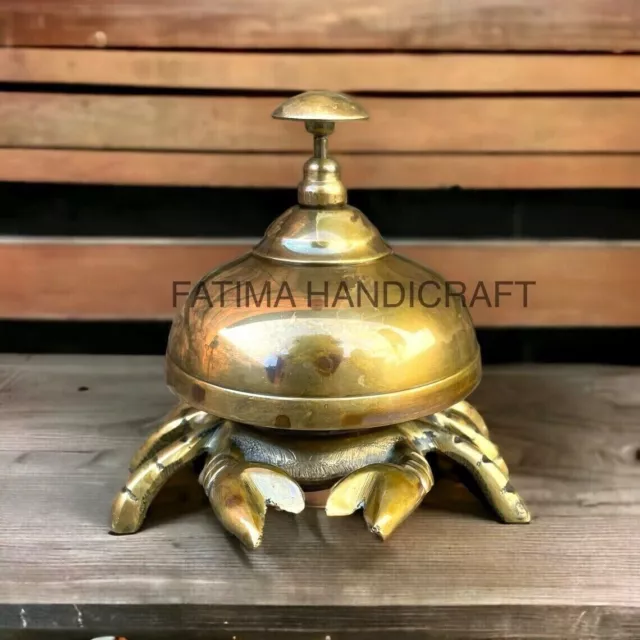 Antique Brass Desk Bell, Crab Bell For Reception Bell, Table Top Desk Bell 2